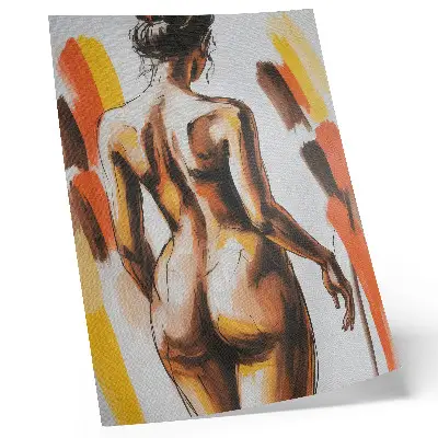 Art print silhouette in warm colors with a dynamic and expressive style