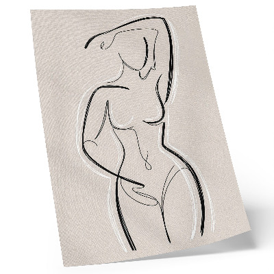 Premium wall art A minimalist silhouette of a woman on a beige background