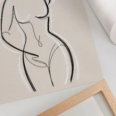 Minimalist woman silhouette wall art beige background print