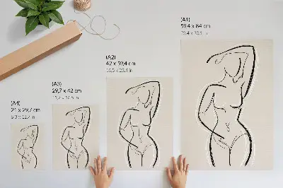 Minimalist woman silhouette wall art beige background print