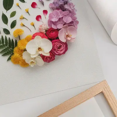 Art print colorful composition of flowers and leaves in harmony
