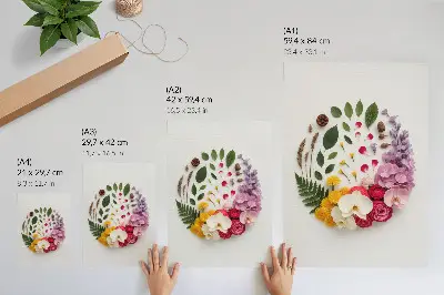 Art print colorful composition of flowers and leaves in harmony