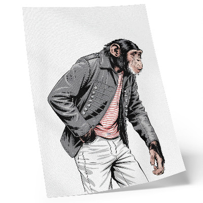 Art print Stylish chimpanzee in a contrast graphic jacket