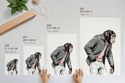 Art print Stylish chimpanzee in a contrast graphic jacket