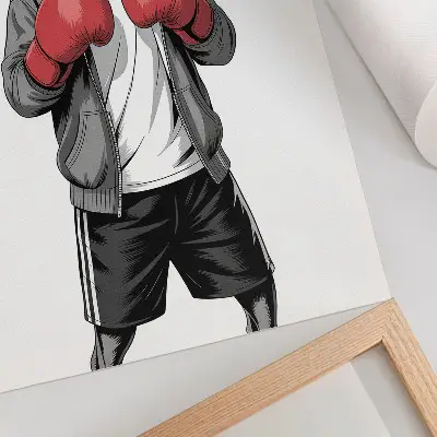 Boxer dog wall art sporty style boxer dog with boxing gloves