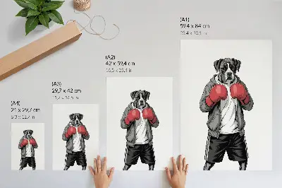 Boxer dog wall art sporty style boxer dog with boxing gloves