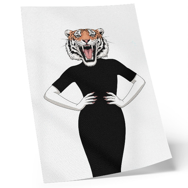 Poster Surrealism combination of tiger and dress