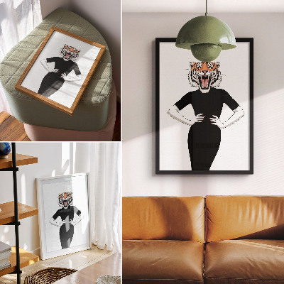 Poster Surrealism combination of tiger and dress