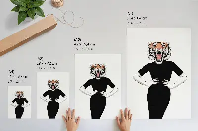 Surrealism tiger and dress art poster surrealist illustration