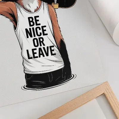 Art print youth style fox inscription board