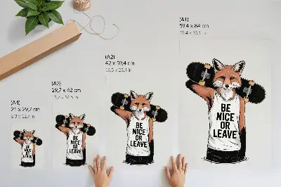 Art print youth style fox inscription board