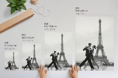 Poster A black and white couple dancing in front of the tower