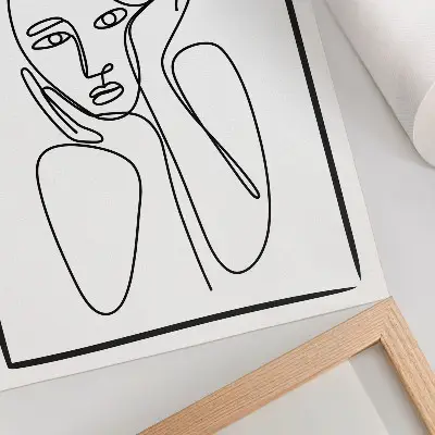 Decorative poster minimalist black line art of facial contours