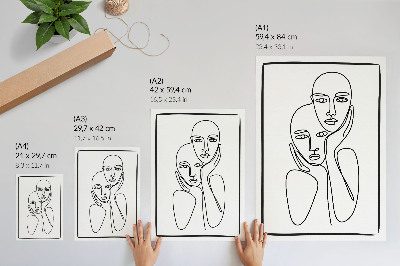 Decorative poster Facial contours black lines minimalism elegance