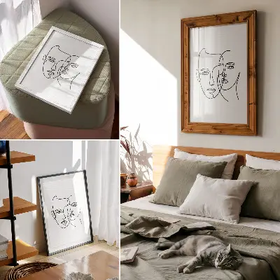 Minimalist line art emotions poster minimalist depth design