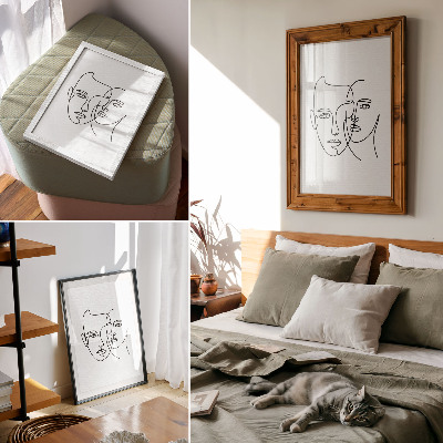 Poster Minimalist portraits line art depth emotions
