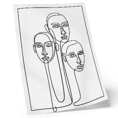 Art print faces in line art technique with a minimalist and elegant aesthetic