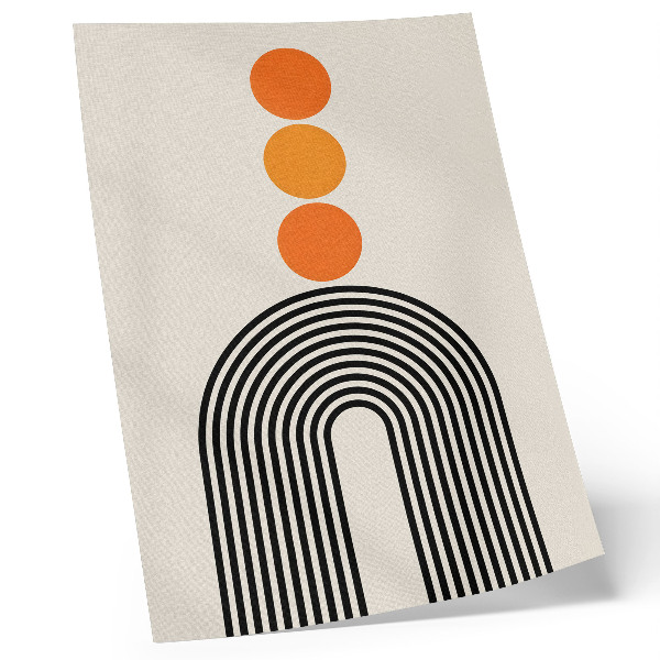 Decorative poster Three orange circles with black fan-shaped lines