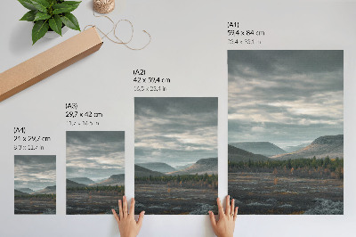 Premium wall art Cloudy mountains, green trees, peaceful valley