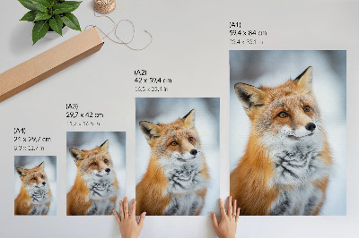 Art print Portrait of a cheerful fox in a winter setting