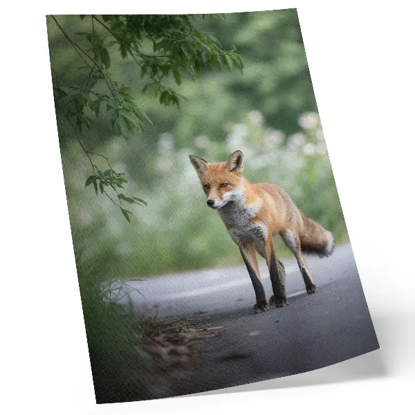 Fox in the green nature minimalism art poster decorative wall print