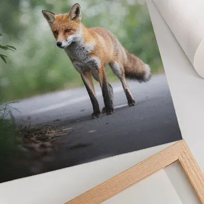 Fox in the green nature minimalism art poster decorative wall print