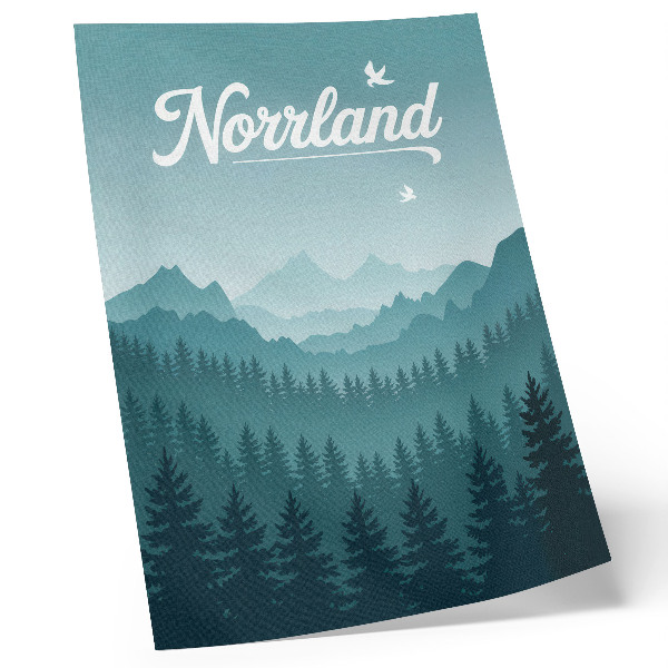 Decorative poster Blue mountains green trees space nature