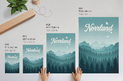 Decorative poster Blue mountains green trees space nature