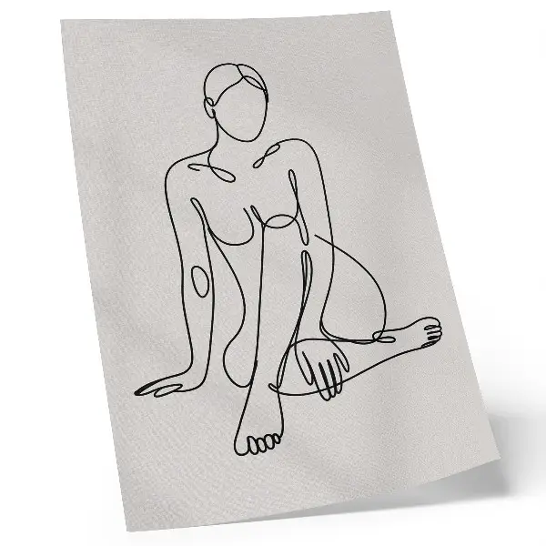 Art print subtle black silhouette outline on a light background