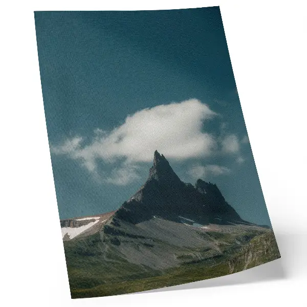 Premium wall art dramatic mountain peak with wispy clouds