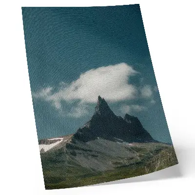 Premium wall art dramatic mountain peak with wispy clouds