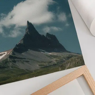 Premium wall art dramatic mountain peak with wispy clouds