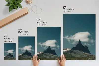 Premium wall art dramatic mountain peak with wispy clouds