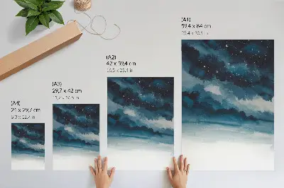 Cosmic landscape decorative poster with depth and mystery