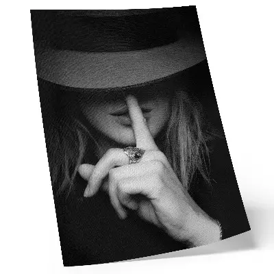 Mysterious figure in silence art print gentle hat motif poster