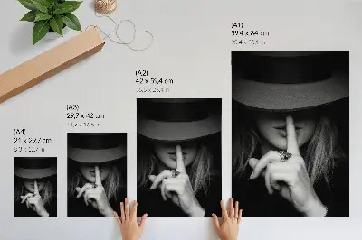Mysterious figure in silence art print gentle hat motif poster