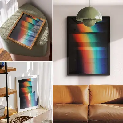 Art print colorful horizontal stripes with a depth and movement effect
