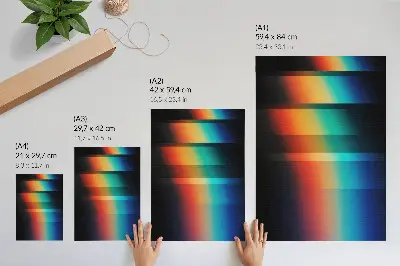 Art print colorful horizontal stripes with a depth and movement effect