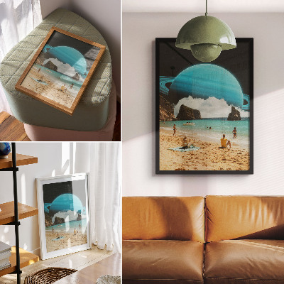 Premium wall art Beach with planet above the water on a sunny day