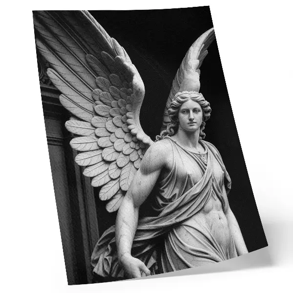 Marble angel sculpture decorative poster featuring a design full of detail and elegance