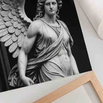 Marble angel sculpture decorative poster featuring a design full of detail and elegance