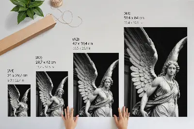 Marble angel sculpture decorative poster featuring a design full of detail and elegance