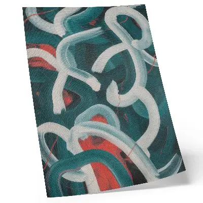 Decorative poster with abstract dynamic strokes in turquoise colors
