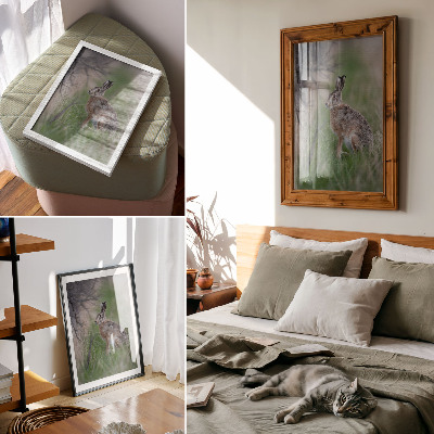 Premium wall art A hare in the grass surrounded by branches and greenery