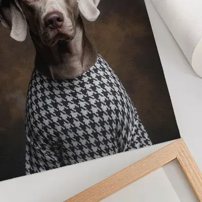 Dog in a beret patterned vest decorative poster elegance pattern