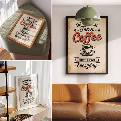 Retro cafe atmosphere art print cup design