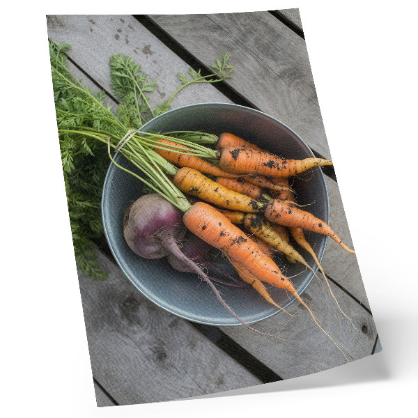 Art print Juicy vegetables bowl wood rustic style
