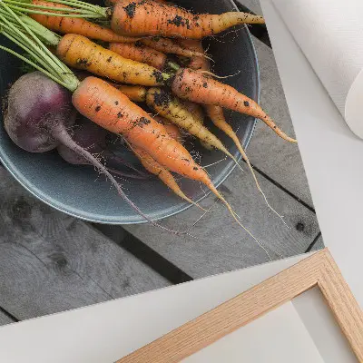 Juicy vegetables bowl art print rustic wood style