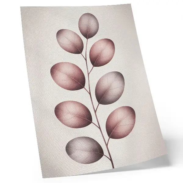 Poster branch with pink leaves in a minimalist style