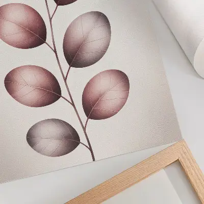 Poster branch with pink leaves in a minimalist style
